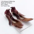 Christmas feather bird ornament set brown decorative simulation birds for holiday tree decor - Small Bird / 2 Pieces/Pack / Brown Coffee