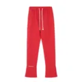Pantaloni sportivi Y2K rossi con coulisse rosa e dettagli di spacchetto eleganti. - Taglia S / Pantaloni e gonne / Rosso
