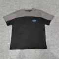 Men women streetwear short sleeve t shirt grey black colorblock contrast piping logo top - S / Tops / Black