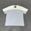 Men women color block short sleeve t-shirt high street style with neon yellow embroidery logo. - S / Tops / Light Blue