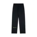 Pantaloni della tuta in felpa nera streetwear Y2K jogger con ricamo verde dettaglio. - Taglia S / Sopra E Sotto / Nero Verde (D02)
