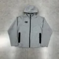 Men's Grey Fleece Zip Up Hoodie With S&Y Embroidery Casual Streetwear Jacket New - M / Tops / Light Gray