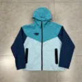 Colorblock Zip Fleece Hoodie Casual Men Women Streetwear Hooded Sweatshirt Jacket - M / Tops / Blue