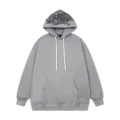 Felpa con cappuccio in pile grigio con design del cappuccio graffitato, felpa streetwear casual urbana. - Taglia S / Sopra E Sotto / Grigio (D01)