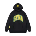 Felpa con cappuccio nera con stampa grafica Syna e felpata, stile streetwear. - Taglia S / Sopra E Sotto / Nero