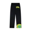 Pantaloni della tuta felpati Y2K neri streetwear da uomo e donna con stampa di lettere. - Taglia S / Sopra E Sotto / Nero (D06)