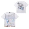 Λευκό t-shirt κοντό μανίκι με γραφικό αγγέλου και στρας γράμματα streetwear top. - Λευκό Στυλ Γκράφιτι Αγγέλου
