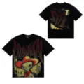 Μαύρο streetwear κονtομάνικο t-shirt με στρασάτη alien γραφική και γοτθικά γράμματα. - S / Tops / Μαύρο Στυλ Εξωγήινου Καουμπόη