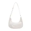 Vue detaillee de la sangle de sac hobo en nylon blanc avec maillon de chaine en acrylique. - Chaîne Simple / Chaîne Unique Blanche