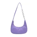 Élégant sac à épaule en nylon pour femme avec chaîne en acrylique, sac hobo violet. - Chaîne Simple / Chaîne Unique Violette