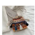 Sac seau bandoulière pour femme style ethnique bohème avec pompons et motifs colorés. - Style 1 (Chaîne à Vagues Argentée)