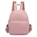 Joli sac à dos rose élégant pour femme en nylon, petit cartable minimaliste de loisirs quotidien. - Rose