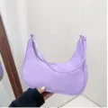 Sac a main epaule en nylon pour femme violet tendance decontracte sac sous les bras - Sangle Violette