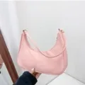 Femme rose nylon sac sous bras mode simple decontracté croissant bandouliere sac main - Sangle Rose