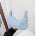 Sac sous bras en nylon bleu clair sac bandouliere decontracte simple croissant de lune - Sangle Bleue