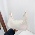 Sac sous les bras unicolore minimaliste pour femmes à la mode sac bandoulière beige chic - Sangle Blanche