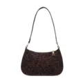 Sac à épaule léopard chic femme, sac croissant minimaliste tendance pour usage quotidien. - Café