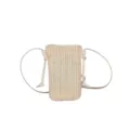 Sac bandoulière de téléphone portable en paille beige, sac à main tendance pour femmes. - Blanc Cassé