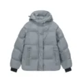 Stylish grey hooded padded winter jacket for men and women, warm urban streetwear coat. - 2XL / Gray
