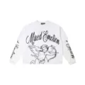 Oversized long sleeve graphic t-shirt rhinestone cupid streetwear white tee apparel top - S / White
