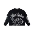 Black long sleeve t-shirt fake two piece streetwear graphic top for men and women - S / Black