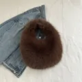 Sac à main dumpling en peluche marron moelleux, sac d'épaule d'hiver doux option de variante. - Café