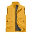 Men's Yellow Casual Outdoor Vest Stand Collar Zipper Sport Fishing Waistcoat - Bright Yellow