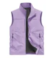 Men's casual breathable vest light purple sleeveless jacket for outdoor sports fishing gear - Light Purple