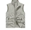 Gilet Casual Uomo Collo A In Piedi Primavera Sottile Asciugatura Rapida Tasche Esterno - Grigio chiaro