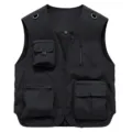 Men's Multi-Pocket Tactical Vest Outdoor Utility Workwear Fishing Camping Black Jacket - Black