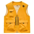 Men's yellow multi-pocket utility vest, perfect for outdoor fishing, photography, and work. - S / Yellow