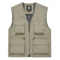 Men's outdoor multi-pocket quick-dry vest in khaki, ideal for fishing and hiking. - S / Khaki