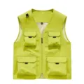 Men's outdoor utility fishing vest with multi pockets sleeveless bright green jacket - Grass Green