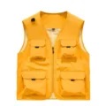 Men's outdoor cargo vest multi-pocket fishing waistcoat casual sleeveless tactical jacket. - S / Yellow