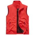 Men's red outdoor tactical vest, lightweight breathable sleeveless sportswear jacket. - S / Red