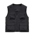 Men's multi-pocket utility vest casual outdoor fishing sleeveless work jacket top new - Black