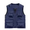 Men's Multi-Pocket Tactical Vest Navy Blue Outdoor Fishing Workwear Sleeveless Jacket - S / Dark Blue