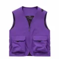 Men's Purple Multi-Pocket Outdoor Vest Photography Fishing Waistcoat Variant Display - S / Deep purple