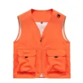 Orange multi-pocket outdoor vest for men, perfect for photography, fishing and work wear. - Orange