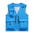 Herren Freizeit Weste mit vielen Taschen, atmungsaktive Mesh Angelweste für Outdoor. - Blau