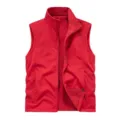 Men's fleece lined winter vest casual outdoor warm sleeveless jacket with pockets - M / Red