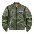 Men's green bomber jacket military flight jacket casual outerwear for spring and autumn. - M / Tops / Army Green