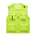 Fluorescent green multi-pocket mesh vest breathable tactical waistcoat variant choice. - S / Tops / Fruit Green