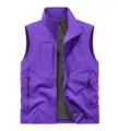 Men's Purple Casual Tactical Vest Multi-Pocket Sleeveless Spring Autumn Waistcoat - Purple