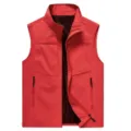 Men's red casual quick-dry stand-up collar tactical vest multi-pocket outerwear - Red