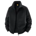 Men's Black Fleece Jacket Stand Collar Thermal Winter Casual Outerwear Plush Coat - M / Black