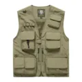 Men's outdoor tactical utility vest, breathable multi-pocket cargo sleeveless top. - S / Khaki