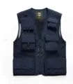 Men's Navy Blue Tactical Vest Multi-Pocket Outdoor Casual Mesh Fishing Waistcoat Size M - Navy Blue