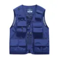 Men's tactical multi-pocket outdoor vest, breathable mesh casual waistcoat for hiking fishing. - Sapphire Blue