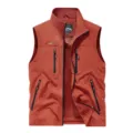 Heren outdoor sport fleece vest casual mouwloos winter warm gilet oranje maat L - Oranjerood